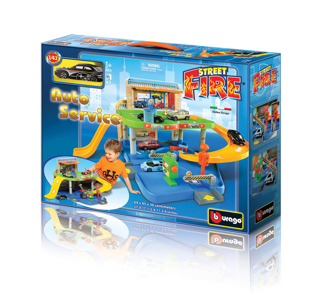 Bburago 1:43 Street Fire garáž s autoservisom