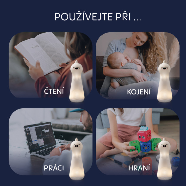 Silikónové nočné svetlo LED s baterkou, Dino