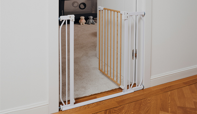 LIONELO Barrière de sécurité pour enfants Truus Slim White Natural 75-105 cm