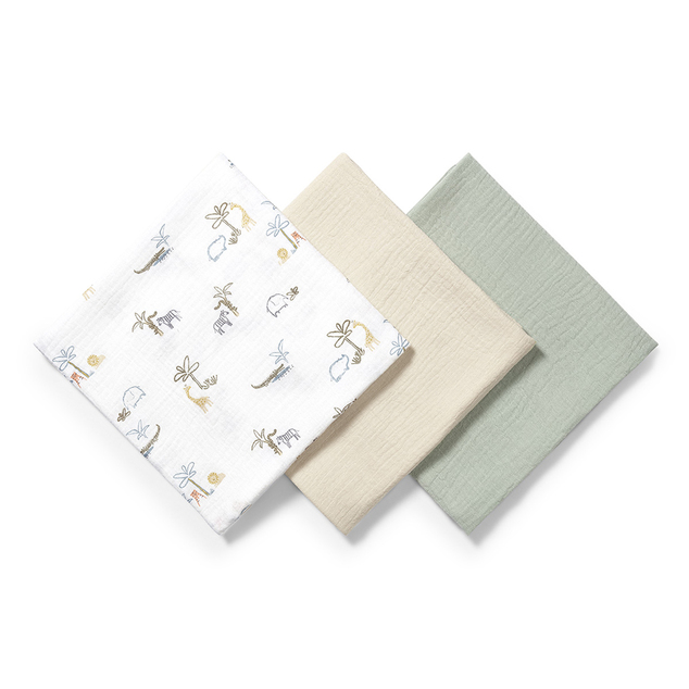 BABYONO Plienky mušelínové Super Soft 3 ks, Green 70 x 70 cm