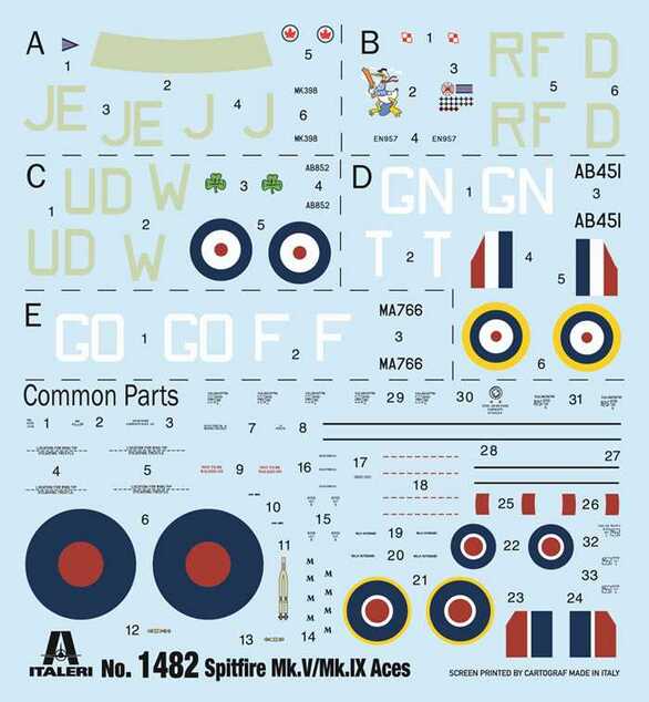 Modellbausatz Flugzeug 1482 - Spitfire Mk.V / Mk.IX Aces (1:72)