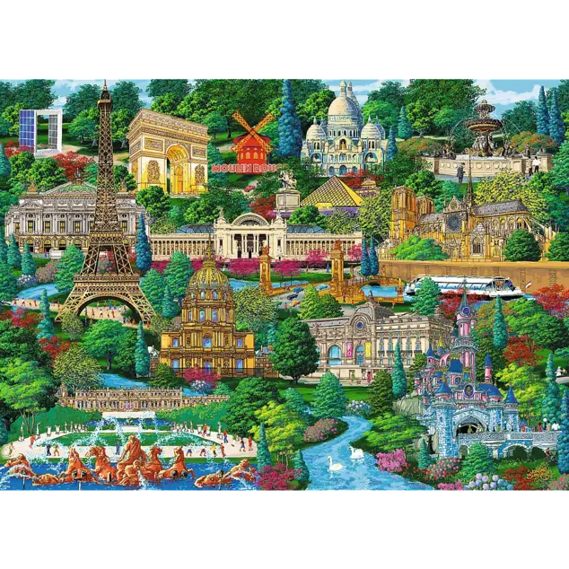Trefl Drevené puzzle 1000 - Francúzsko - Slávne miesta