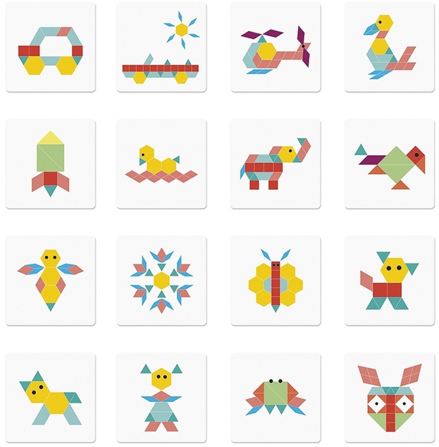Janod Magnetická tabuľa s magnetkami origami puzzle Geometrické tvary