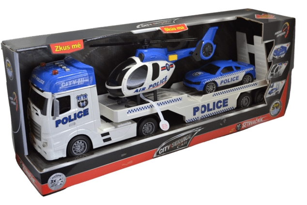 CITY SERVICE CAR - 1:12 Policajný ťahač s vrtuľníkom a autom