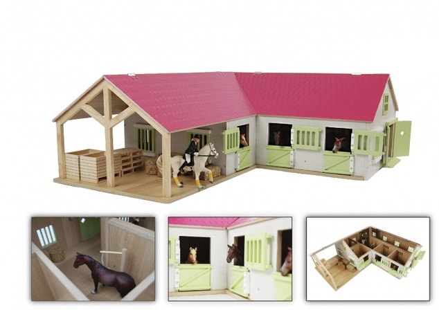Kids Globe Horses Holzpferdestall 68x77x27cm in Schachtel