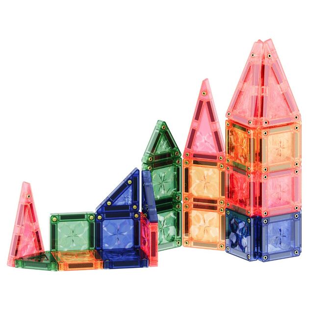 Cleverclixx Magnetická stavebnice Mini Tiles Pack Pastel – 28 ks