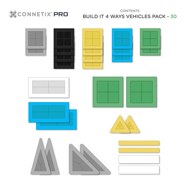 CONNETIX® Pro Build-It Vehicles Set magnetisches Bauset 30 Stück
