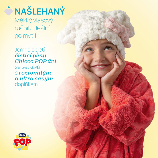 CHICCO Pena na vlasy a telo POP Vanilla Fluffy 200ml s uterákom na vlasy