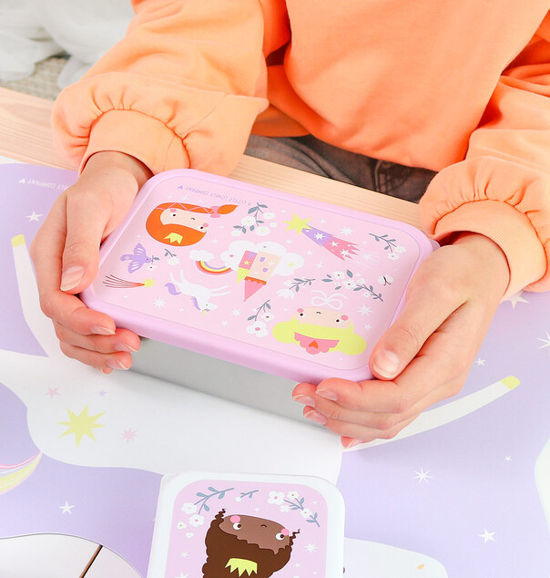 A Little Lovely Company – boîte à déjeuner en inox avec couvercle en plastique – princesses