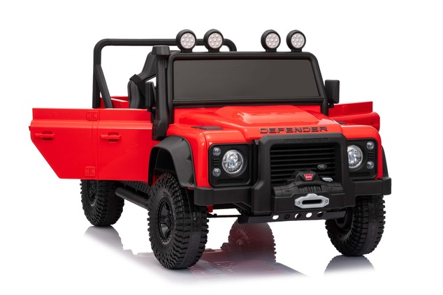 Elektrické autíčko Land Rover Defender 110 SVX 12V, červené, 4X4 pohon, LED svetlá, predné
