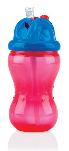 Nicht fließender Becher mit weichem, faltbarem Strohhalm und einstellbarem Durchfluss 360ml, 12m +