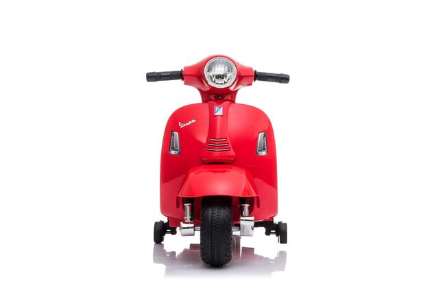 Elektrická motorka Vespa GTS, červená, s pomocnými kolesami, Licencované, 6V Batéria, 30W