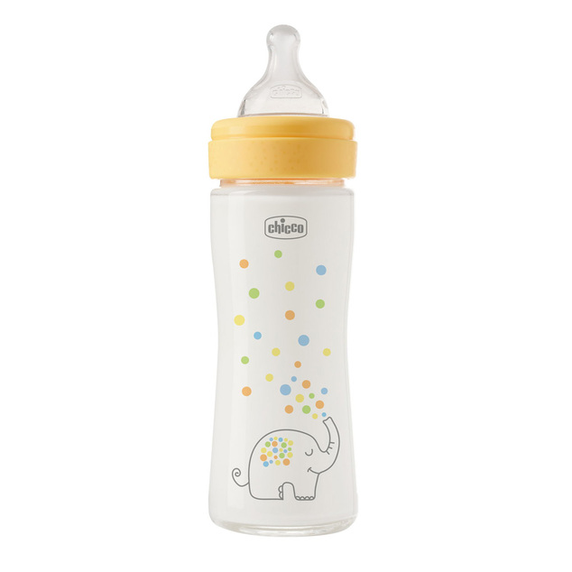 CHICCO Fľaša dojčenská sklenená Perfect Easy 240 ml slow silikón neutral 0m+