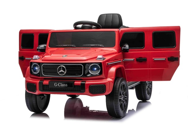 Auto elettrica Mercedes G580 12V, rosso, telecomando 2,4 GHz, Bluetooth, USB