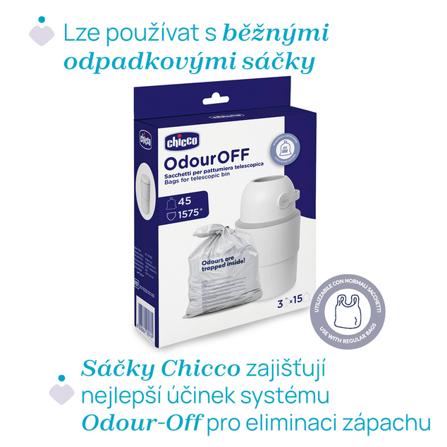 CHICCO Tapa para cubo telescópico para pañales Odour Off