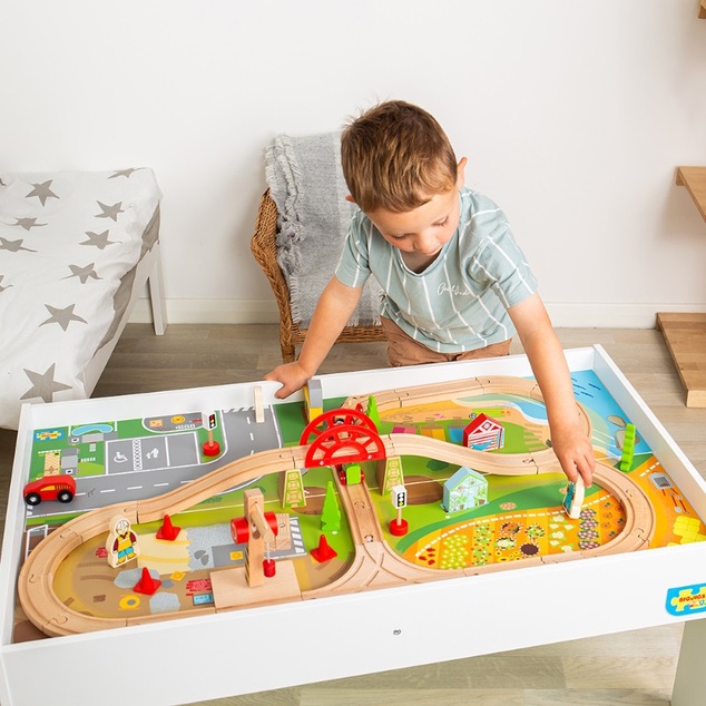 Bigjigs Rail Tren de lemn și masă