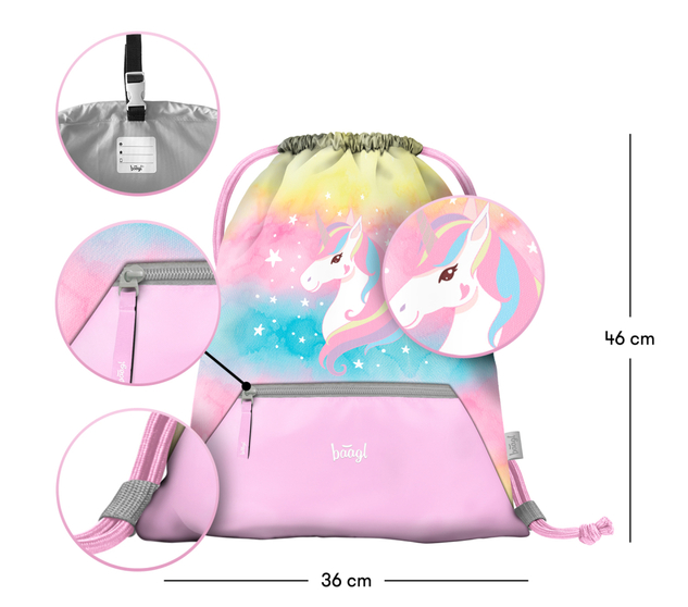 BAAGL SADA 3 Zippy Plus Rainbow Unicorn: aktovka, peračník, vrecko