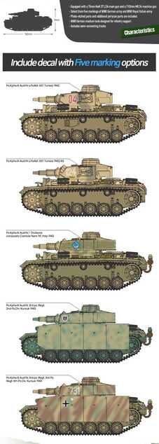 Kit model tanc 13567 - Panzer III Ausf.N. Afrika Korps (1:35)