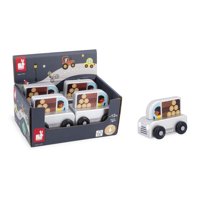 Janod Cross roads Holzschiebeauto Pickup grau