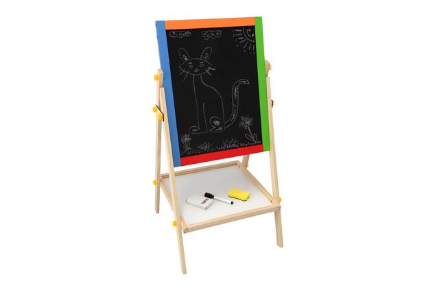 Lavagna magnetica bifacciale in legno nero/bianco con accessori