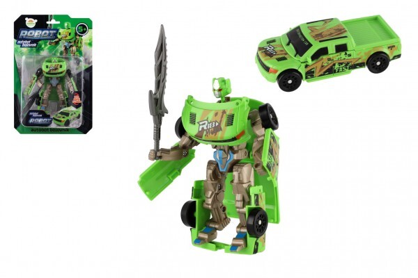 Transformer auto/robot plast 14cm zelený, 17x26x6cm