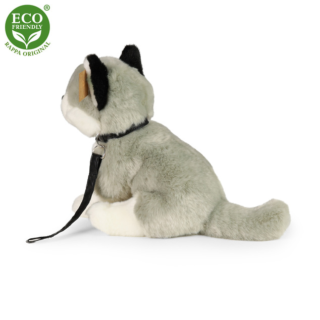 Plyšový pes husky sediaci s vodítkom 28 cm ECO-FRIENDLY