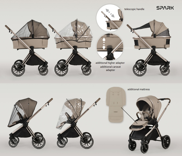 ADAMEX Kočárek kombinovaný Spark 13 Chocolate Brown