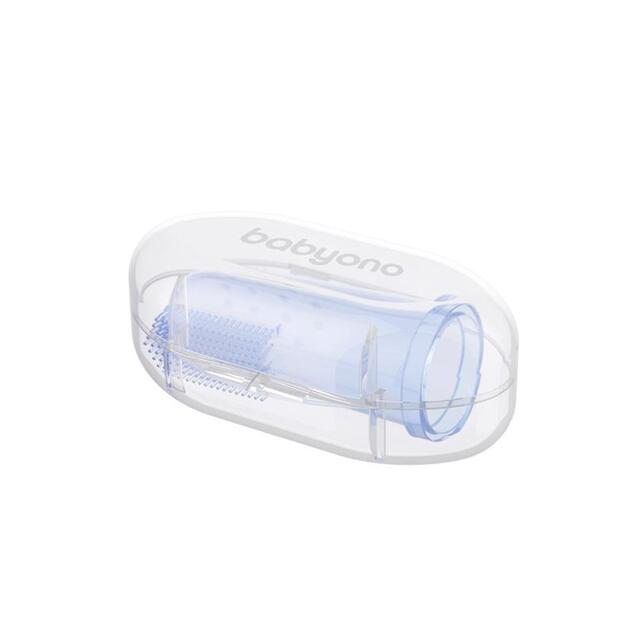 BABYONO Cepillo de dientes de dedo con estuche azul