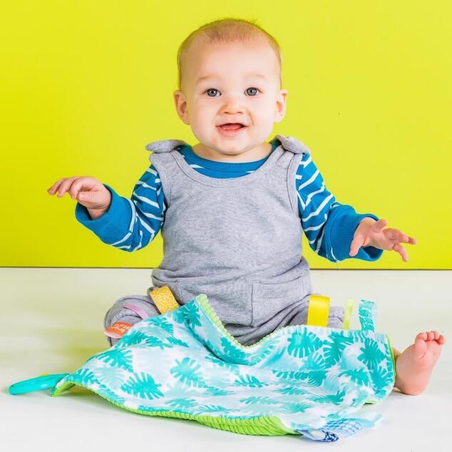 BRIGHT STARTS Schmusetuch am C-Ring Little Taggies Palmen 0m+