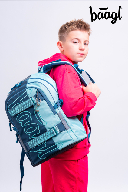 BAAGL SET 5 Skate Petrol: Rucksack, Federmäppchen, Sporttasche, Gürteltasche, Laptop-Hülle GRS