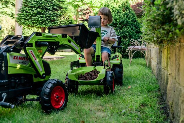Falk Šliapací traktor veľky 2070Y Claas Arion 430 s nakladačom, rýpadlom a vlečkou