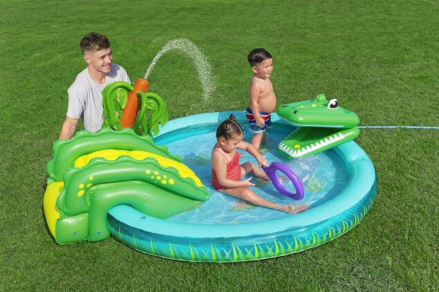 Bestway 53166 Detské nafukovacie herné centrum Crocodile Cove, 224 x 181 x 72 cm