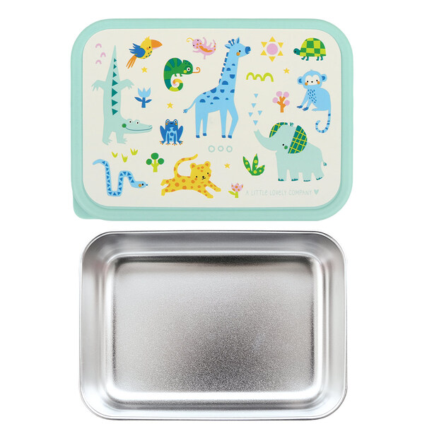 A Little Lovely Company – boîte à déjeuner en acier inoxydable avec couvercle en plastique – jungle
