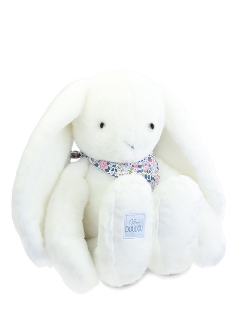 Doudou Plyšový králik XXL so šatkou biely 50 cm