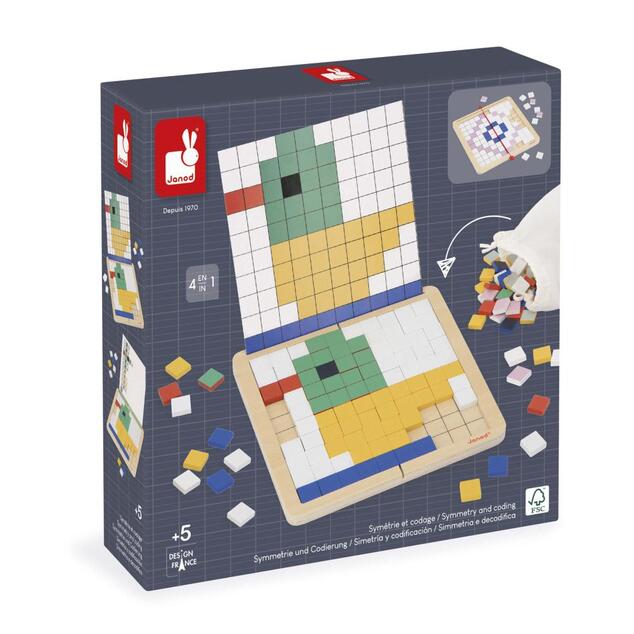Janod Didattico Gioco educativo simmetria e codifica Mosaico in legno