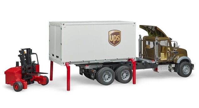 Bruder 2828 Nákladné auto Mack UPS s vysokozdvižným vozíkom