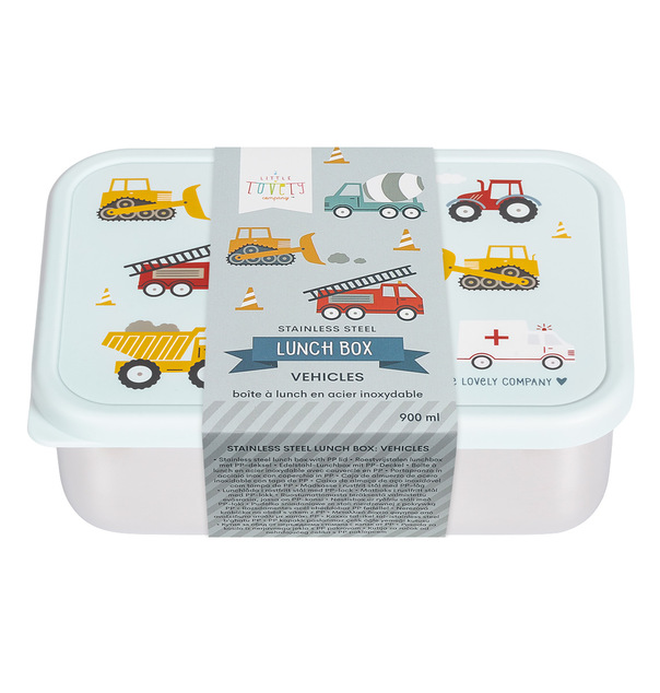 A Little Lovely Company – boîte à déjeuner en acier inoxydable avec couvercle en plastique – véhicul