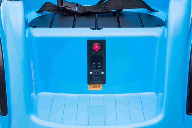 Detské elektrické vozidlo RIRIDRIVE 12V modré, vhodné na vnútorné aj vonkajšie použitie