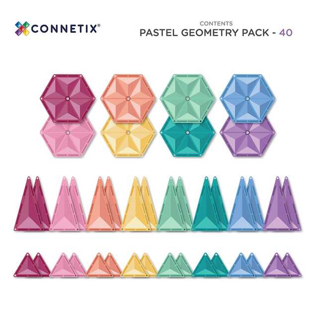 CONNETIX® Pastel Geometry Pack magnetická stavebnica 40 ks