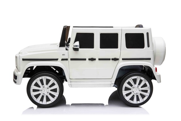 Elektrické autíčko Mercedes G500 12V, biele, 2,4 GHz diaľkové ovládanie, USB / SD Vstup, o