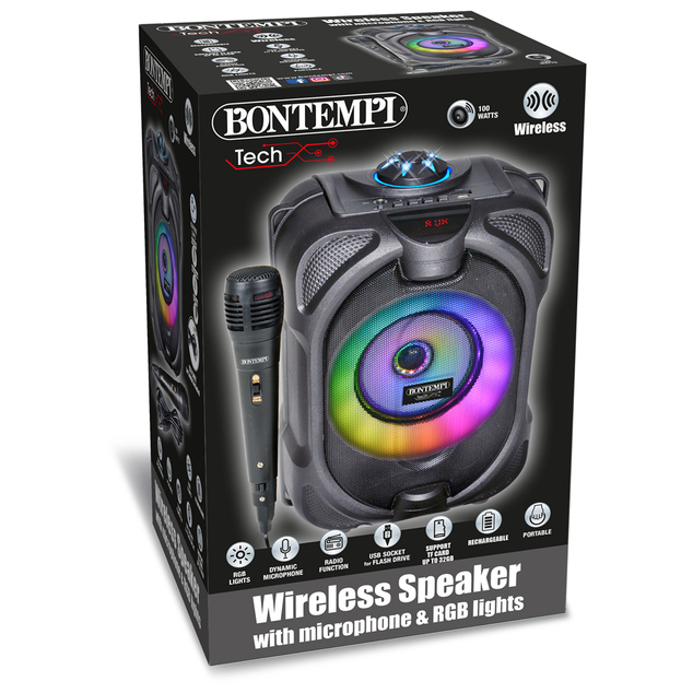 Bontempi Bezdrôtový reproduktor s mikrofónom a RGB svetlami