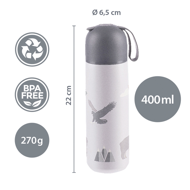 Termoska na tekutiny so silikónovým držiakom 400 ml, Pistacio green