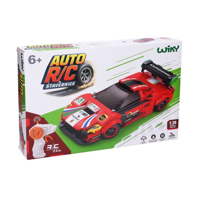 Stavebnica Auto červené RC na diaľkové ovládanie 17 cm 279 dielov
