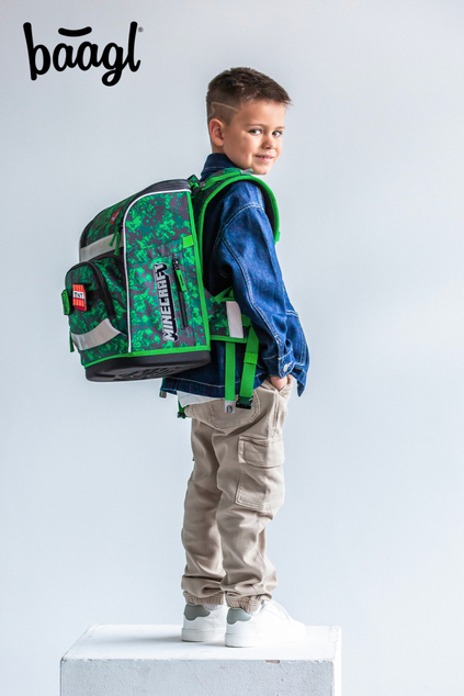 BAAGL SET 3 Zippy Plus Minecraft Boom: cartella, astuccio, sacchetto