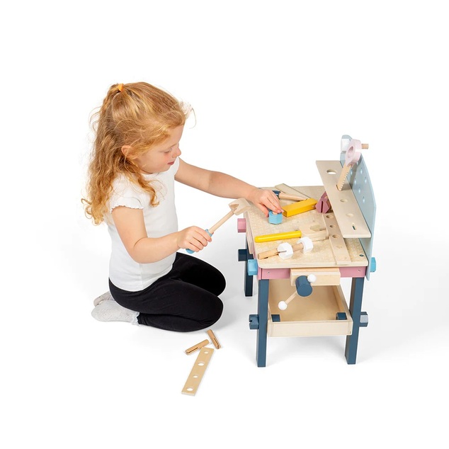 Bigjigs Toys Tavolo da lavoro per bambini con strumenti