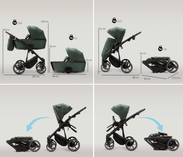 ADAMEX Kombikinderwagen Mobi New Lux Blue