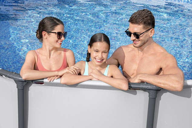 Überirdischer Pool Steel Pro MAX grau, Kartuschenfilter, Leiter, Abdeckplane, 3,96m x 1,22m