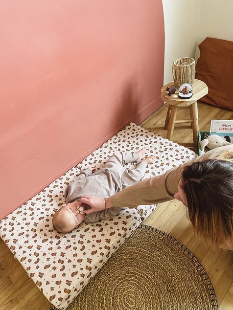 Tappetino da gioco pieghevole imbottito per bambini 3 in 1, Leopardo