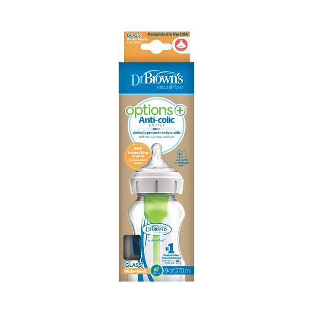 DR.BROWN'S Fľaša antikolik Options+ široké hrdlo 270 ml sklo