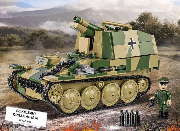 Cobi 2665 World War II Sd.Kfz. 138/1 GRILLE Ausf. M, 1:28, 724 k, 1 f